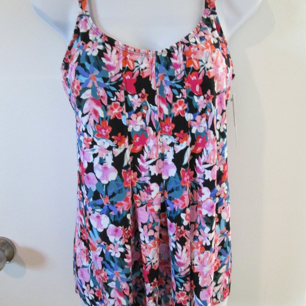 Swim Solutions Women's Blushing Pleated Tankini Top NWT Sz 12 - Picture 4 of 10